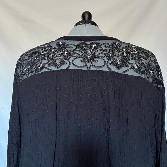 TORRID Fabric Button Up Top Womens 5X Sequin Whimsigoth Lace Roll Tab Fairy Goth - Picture 6 of 13